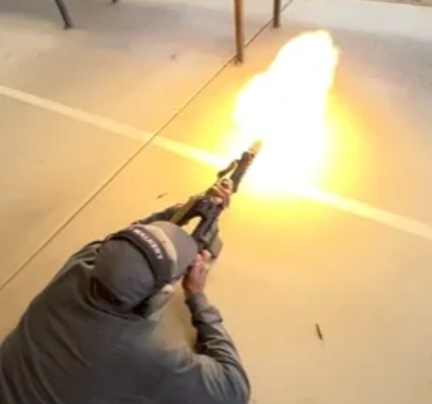 Firearms training on the range near Fontana, California