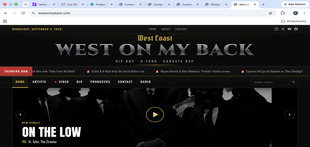 West On My Back website